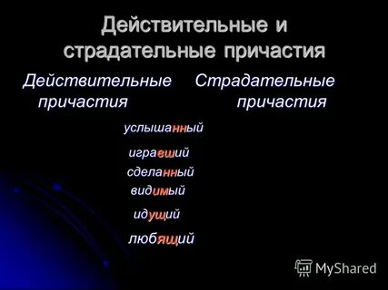 Действительные и страдательные причастия 7 класс