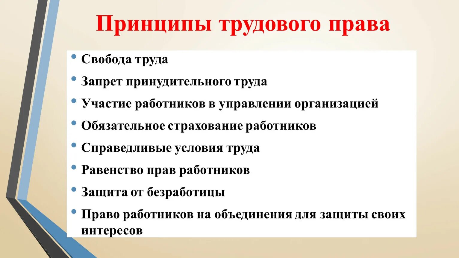 Основные принципы труда в рф. Принцип свободы труда в трудовом праве. Принциры трудогого право.