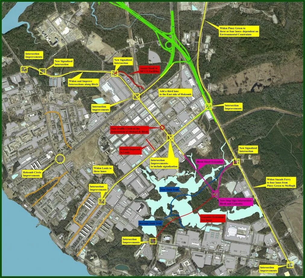 Camp Lejeune. Surrounded карта. Surrounding area