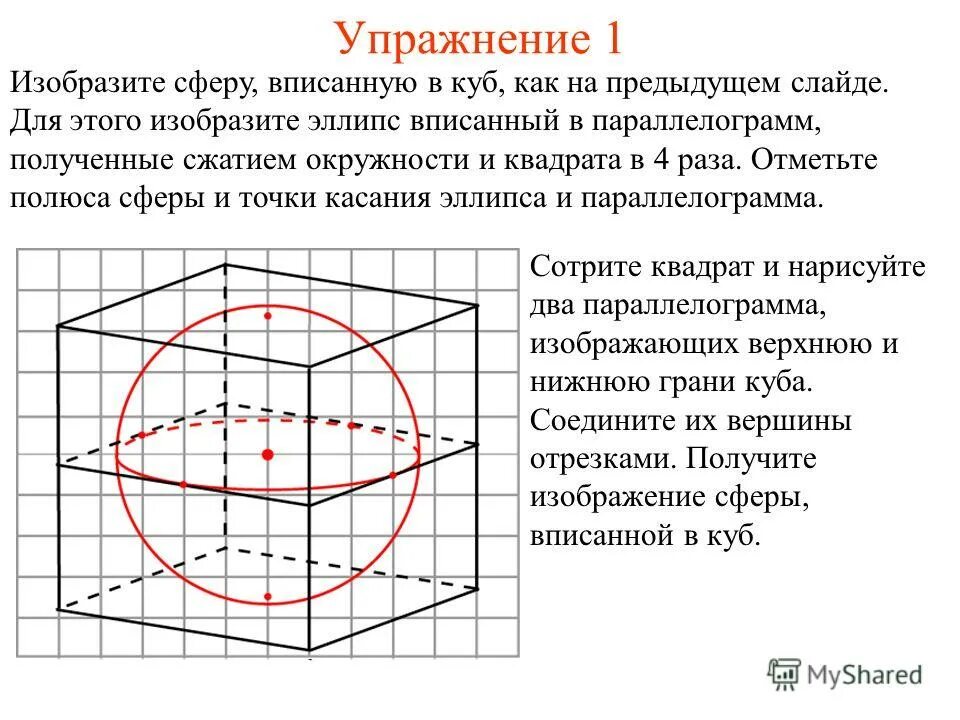 Радиус описанного вокруг куба шара. Куб вписанный в сферу. Сфера вписанная в шар. Куб вписан в шар. Куб вписан в сферу рисунок.