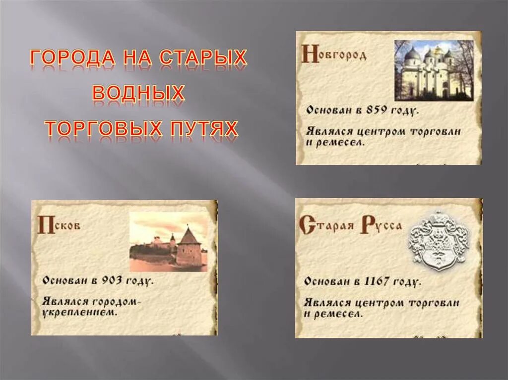 Города на старых водных торговых путях