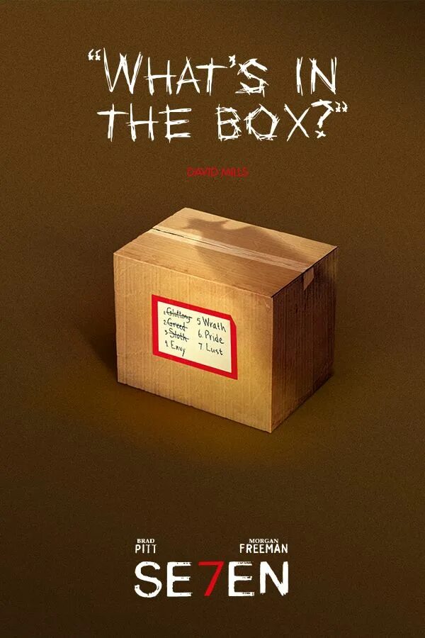 What s in the box. Минималистичные коробки. минималистичный постер семь. коробка постер. se7en box.