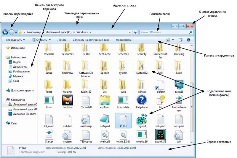Структура окна виндовс 7. Проводник виндовс элементы окна. Элементы диалоговых окон виндовс. Структура окна программы проводник. Окно панели элементов