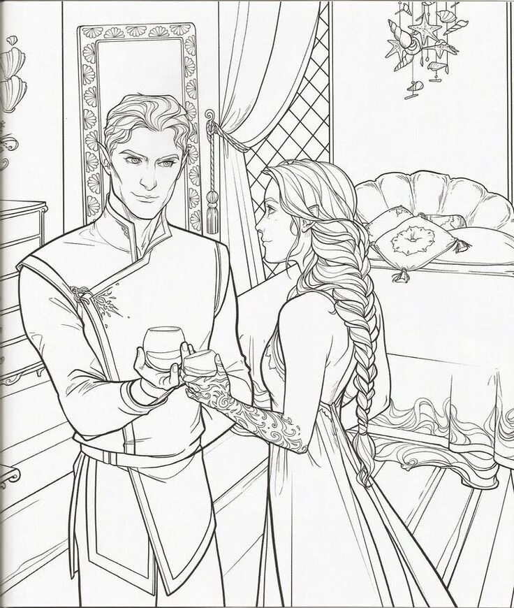 Раскраски 7 королевств распечатать бесплатно Pin by Carol Mortoza on Acotar Adult coloring pages, Coloring book pages, Colori