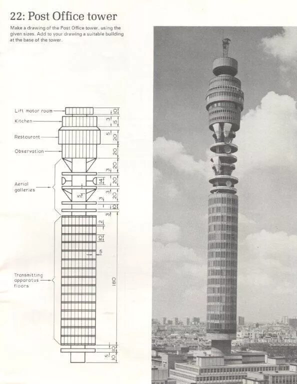 Башня дрю. Останкинская телебашня чертеж. Тауэр чертежи. Post Office Tower. CN Tower чертеж.