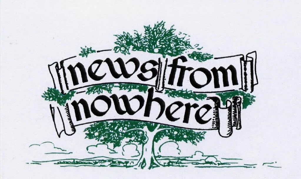 Accepting e. News from Nowhere. Nowhere logo.
