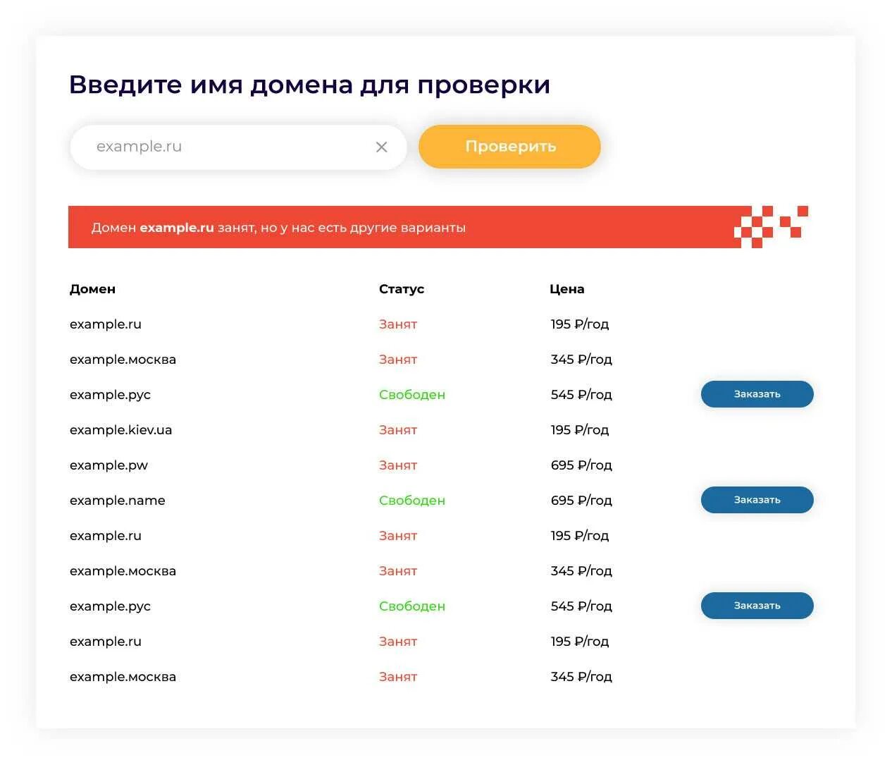 Варианты доменов