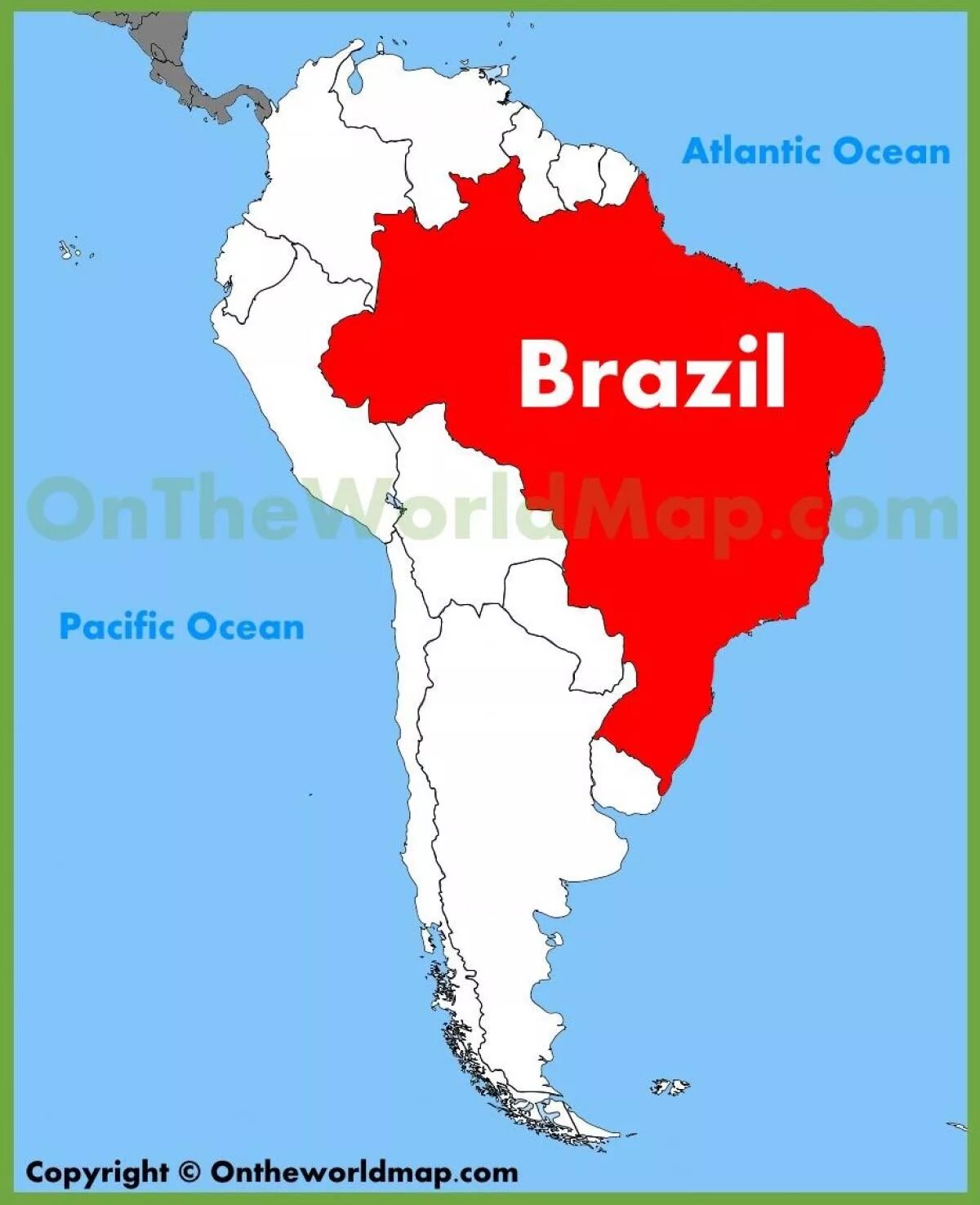 Бразилия на карте Америки. Бразилия на карте Южной Америки.