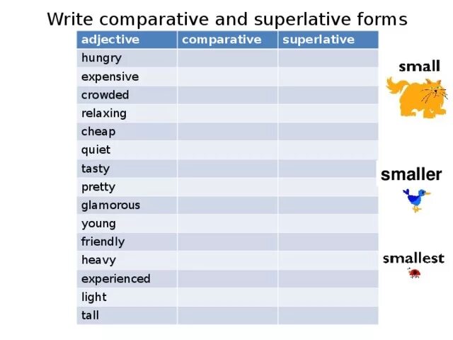 Tall comparative and superlative