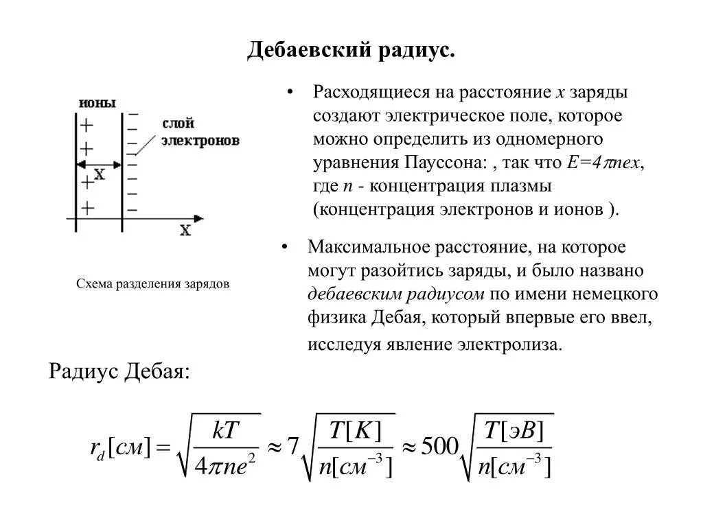 Зависимость энергии ферми от концентрации электронов. Дебаевский радиус экранирования формула. Дебаевский радиус экранирования. Длина экранирования. Радиус дебая.