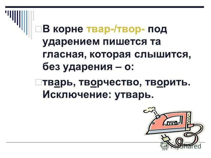Твар твор чередование правило примеры Клан корню