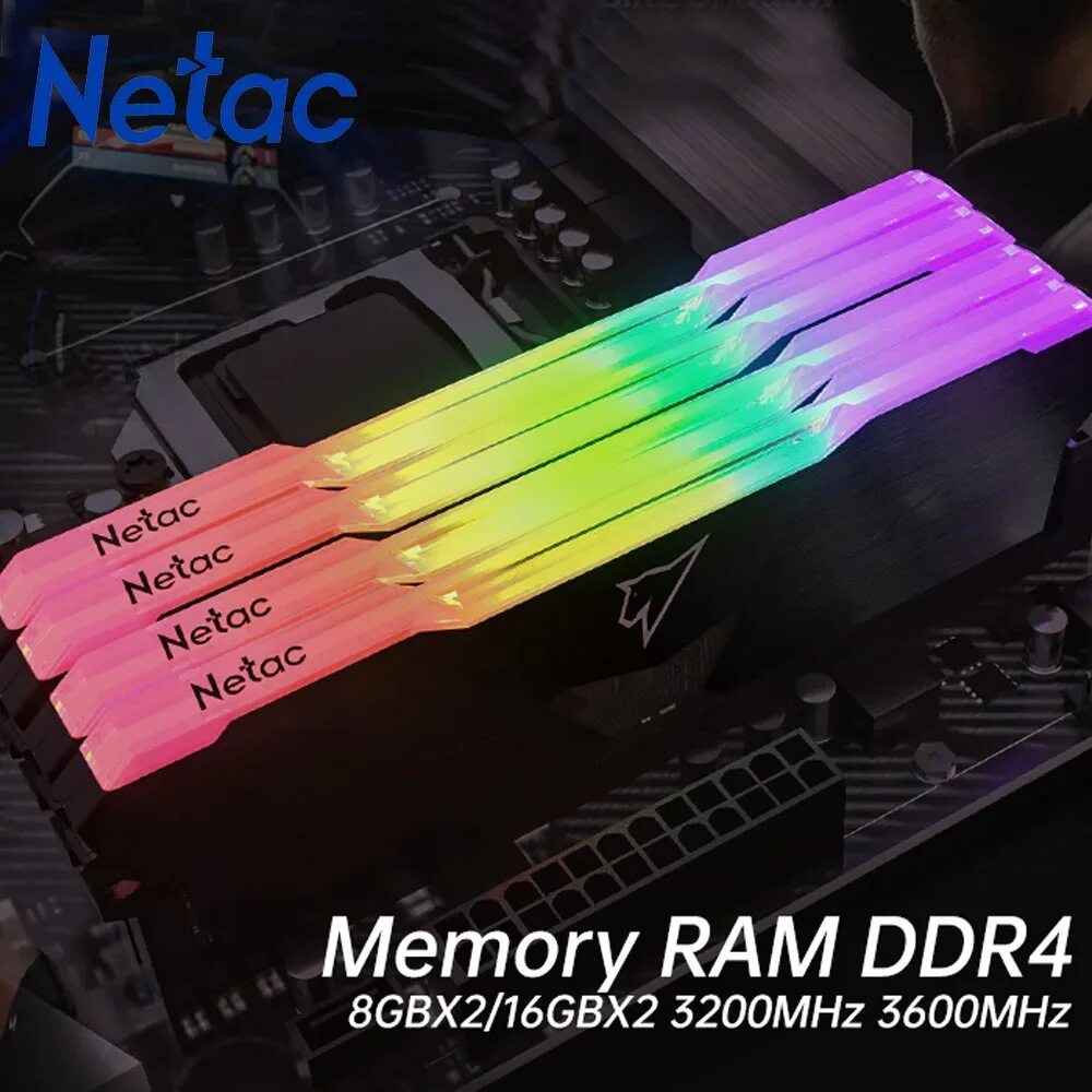 Netac shadow rgb. Оперативная память rgb. двухканальный озу. озу с ргб в пу. netac shadow yellow 8gb ddr4 3600mhz.