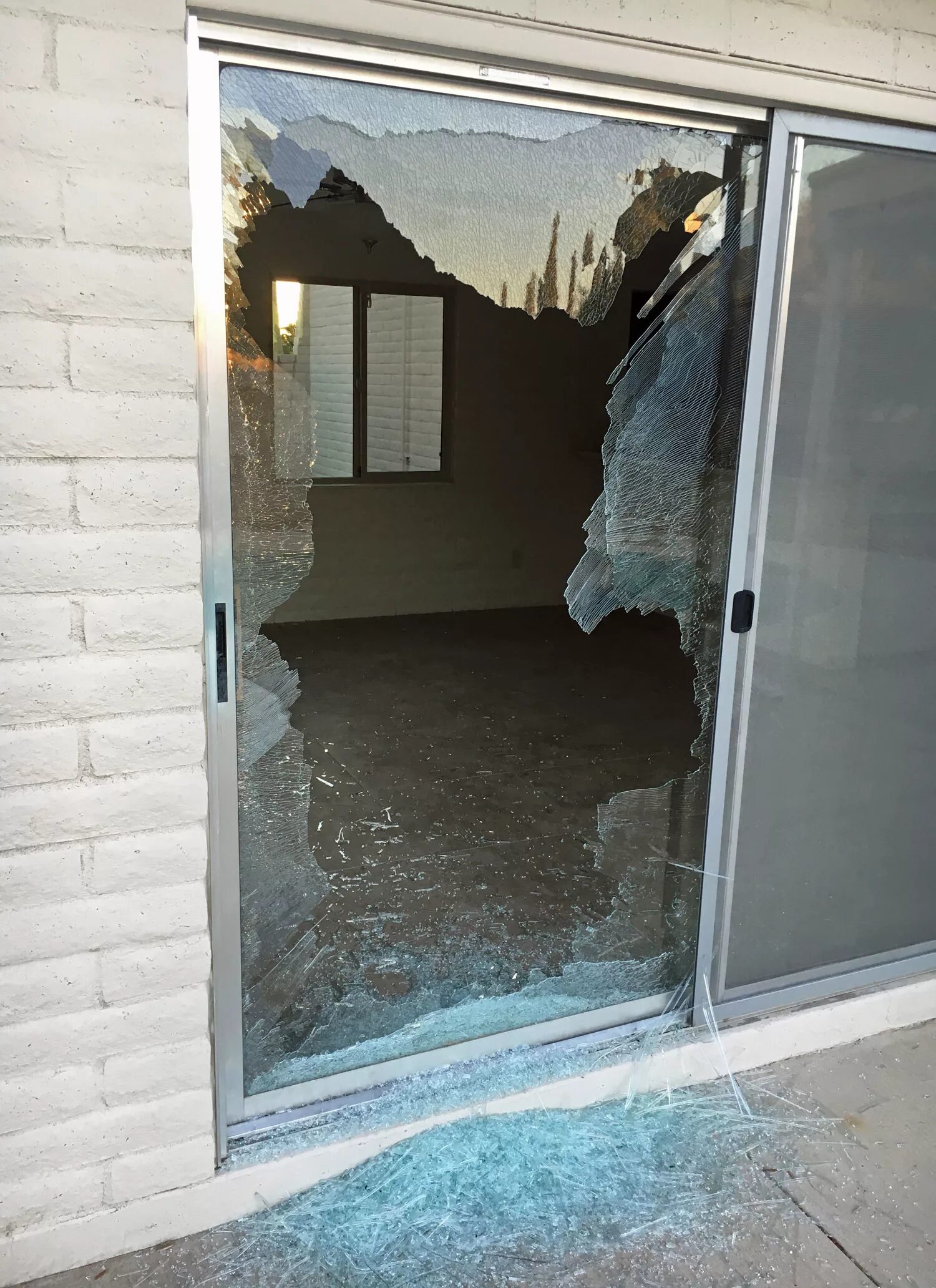 The window was broken last week. Window glass repair. broken plastic window. bella window repair.