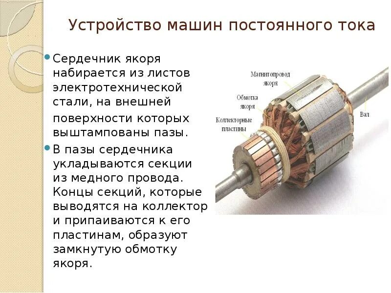 Устройство сердечником. Конструкция сердечника якоря машины постоянного тока. Устройство обмоток якоря машин постоянного тока. Якорь электрической машины постоянного тока состоит. Устройство электрического якоря.