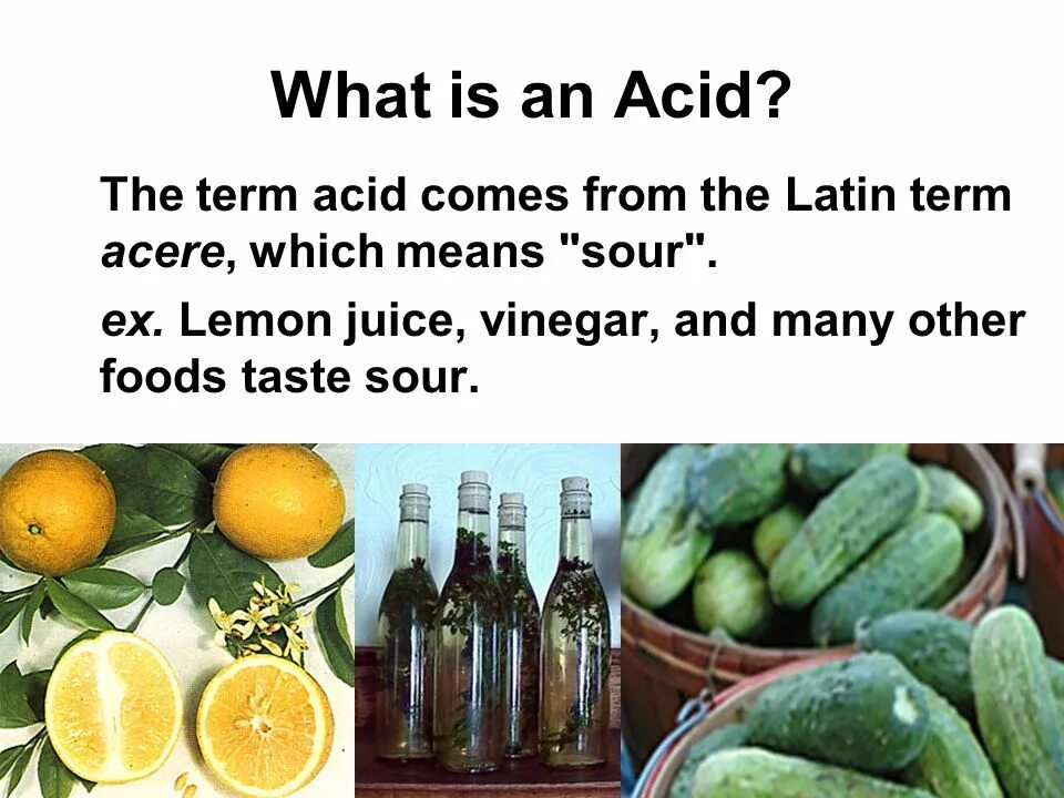 The word science means. What is acid. Salts and acidity. The names Salt acids. Muriatic acid.