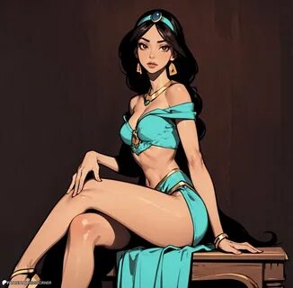 aladdin, disney, tagme, ai generated, crossed legs, disney princess, harem ...