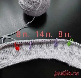 Укороченные ряды спицами платочная вязка