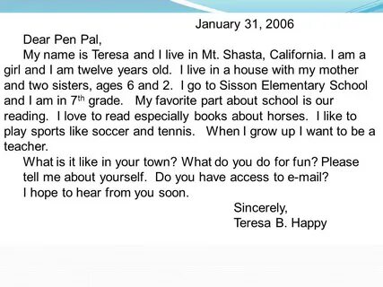 Write a letter a pen friend