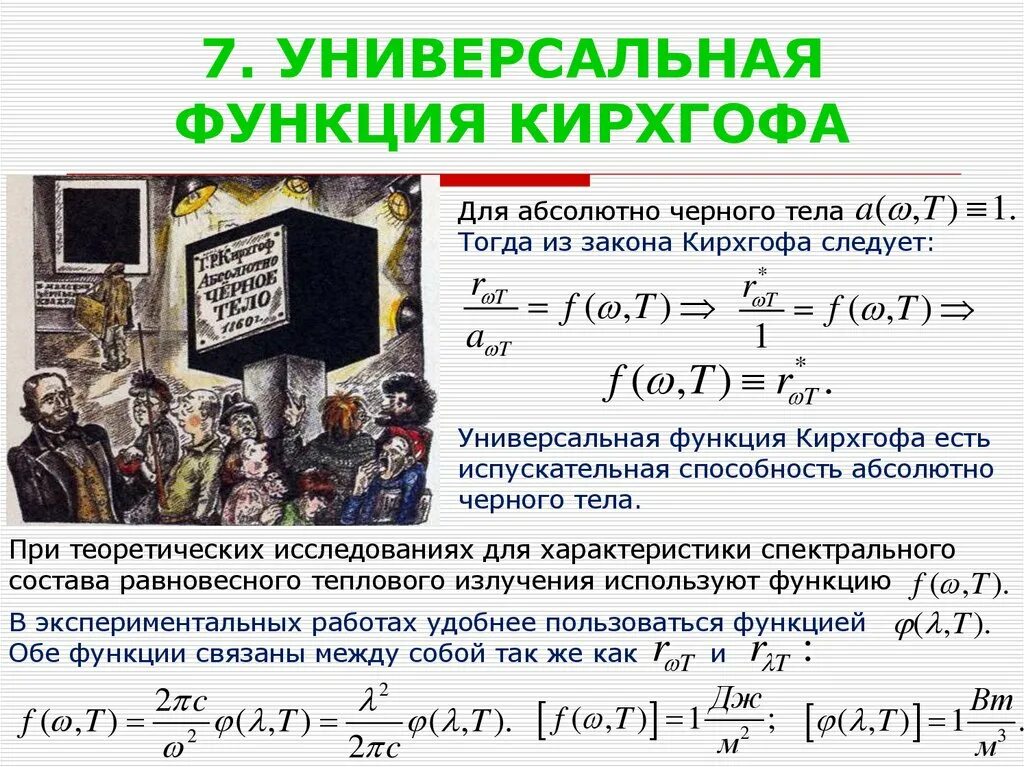 Почему абсолютное черное тело. Закон Кирхгофа универсальная функция. Физический смысл функции Кирхгофа. Универсальная функция Кирхгофа для теплового излучения. Закон Кирхгофа универсальная функция Кирхгофа.