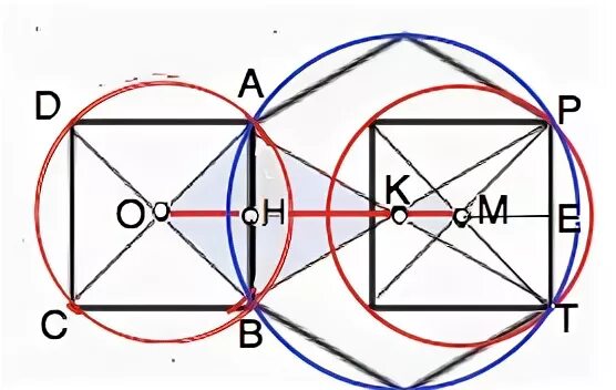 В квадрат вписаны два круга. Общая хорда пересекающихся окружностей. Общая хорда двух пересекающихся окружностей. Вписанный квадрат. Общая хорда двух равных пересекающихся окружностей.