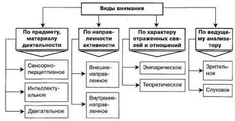 Дайте определения видов внимания