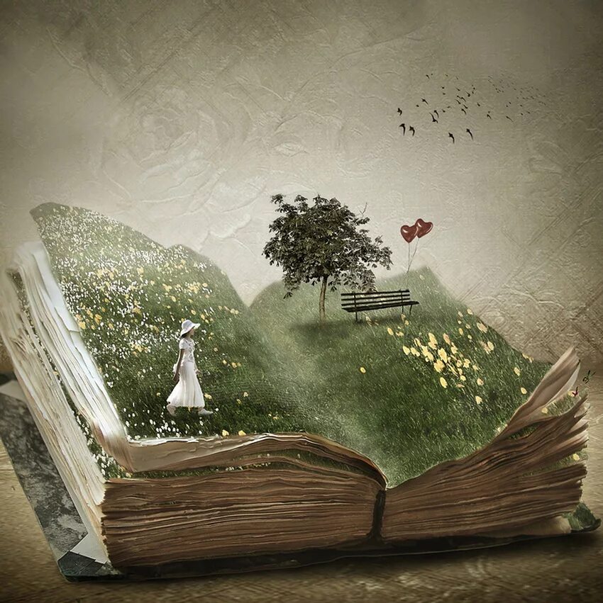 Кристин Эллджер (Christine Ellger). Фотохудожник Christine Ellger. Сказочная книга. Раскрытая книга. Перо притча