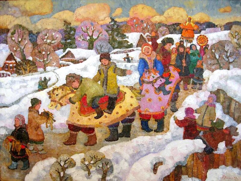 Тема зимние праздники. Кустодиев Святки. Фетисов Масленица картина. Масленица Разгуляй в картинах художников. Народные гуляния в живописи.