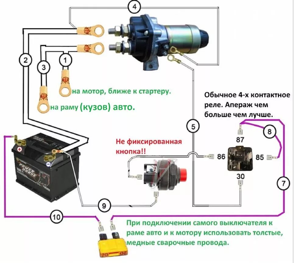 Реле электростартера. Схема подключения выключателя массы КАМАЗ дистанционного. Схема подключения электрического выключателя массы автомобиля. Схема подключения кнопки массы автомобиля КАМАЗ. Электрическая схема дистанционного выключателя массы МАЗ.