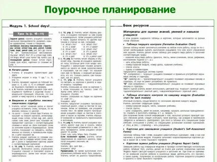 Поурочное планирование английский 2 класс
