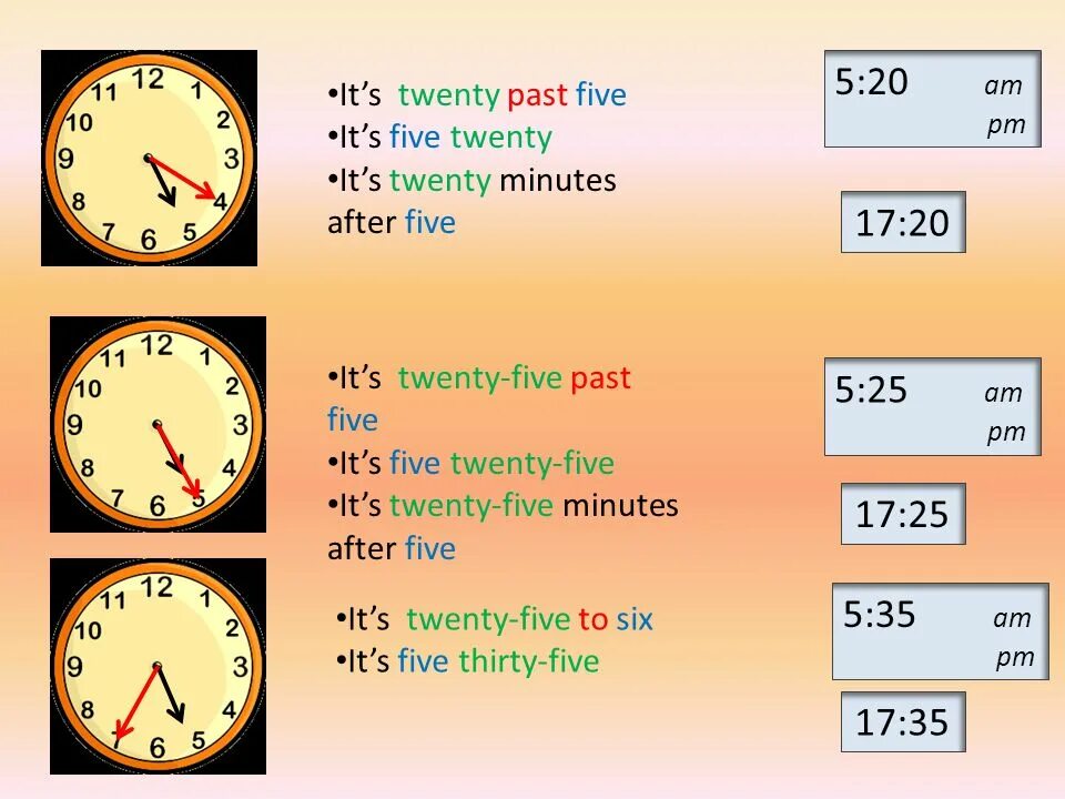 It s twenty to one. Twenty Five to Five. Twenty Five to Five на часах. It's twenty to Five цифрами. It’s Five to one. Цифрами.