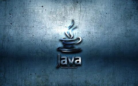 Download wallpapers Java metal logo, grunge, programming language signs, bl...
