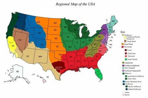 Regions of the United States - Vivid Maps United States Map, U.s. States, C...