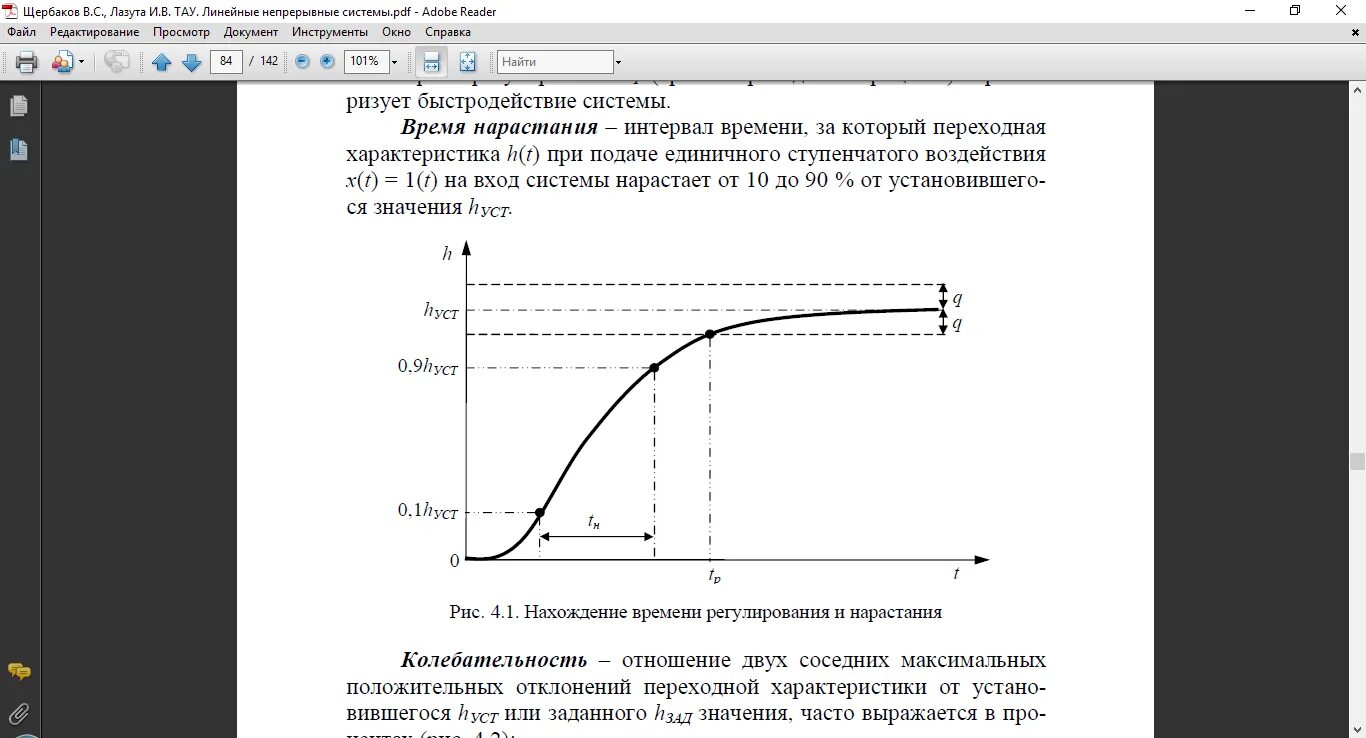 Время переходной характеристики. График переходной характеристики. Быстродействие системы Тау. Переходная характеристика системы регулирования.