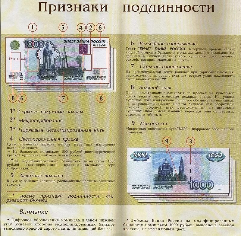 Признаки подлинности денежных купюр. Признаки подлинности 1000 банкноты. Признаки подлинности 1000. Средства защиты денежных знаков на ощупь. Проверка купюр.