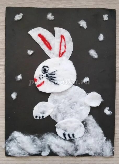 Зайчик из ватных дисков. Заяц из ватных дисков. зайчик из ватных дисков аппликация. аппликация зайчик в средней группе. заяц из ватных дисков аппликация в средней группе.