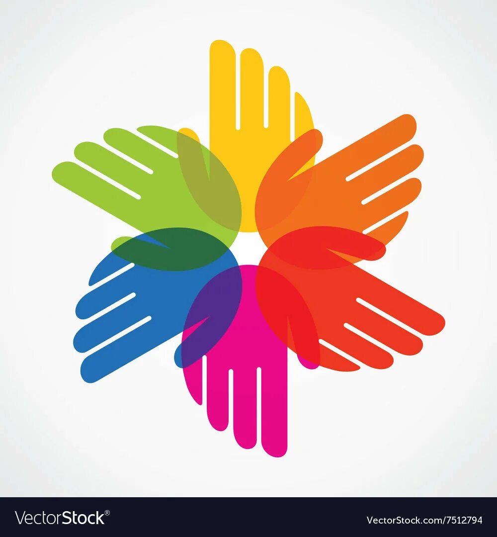 All hands the colours high. Flower and hand logo.