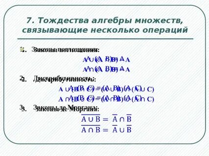 Тождества множеств