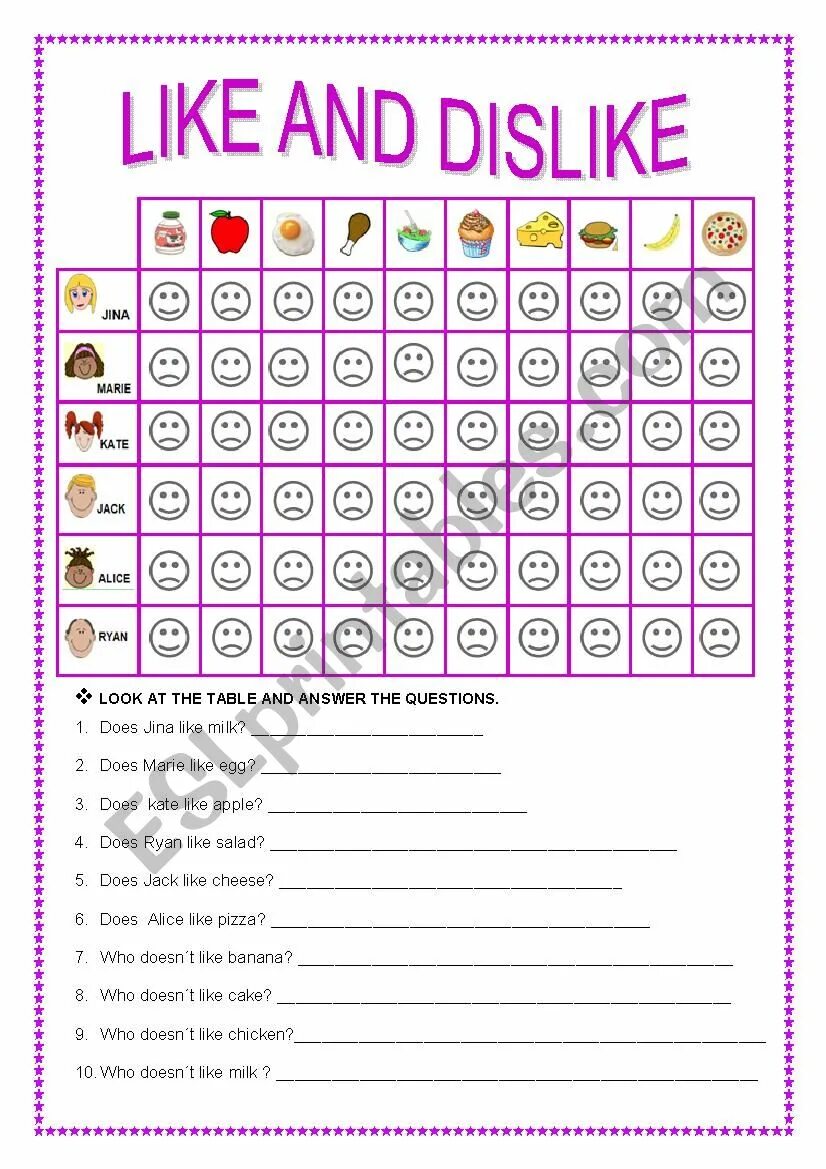 Body exercises for kids. Love like hate worksheets. Like doing worksheets. Love like hate упражнения. Worksheets for teenagers.