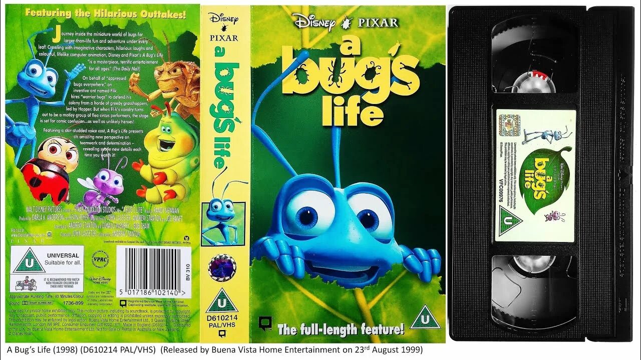 Uk vhs. A Bug's Life VHS. VHS 1999.