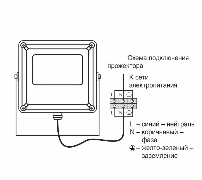 Схема подключения светодиодных прожекторов 220в. Схема подключения датчика движения к прожектору светодиодному. Схема подключения светодиодный прожектор с 02. Схема подключения прожектора с датчиком движения к сети.