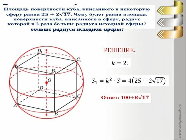 Радиус описанного вокруг куба шара. Куб вписан в шар. Сфера вписанная в параллелепипед. Объем вписанного шара. Сфера описанная около Куба.