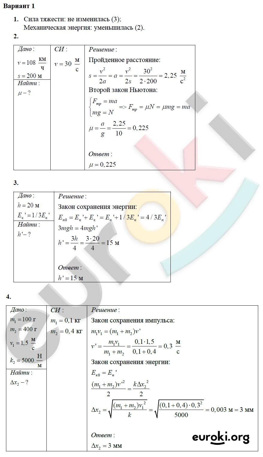 Закон сохранения вариант 2. Физика самостоятельные работы 10 класс Ерюткин. Законы сохранения в механике 2 вариант. Законы сохранения в механике контрольная работа 10.