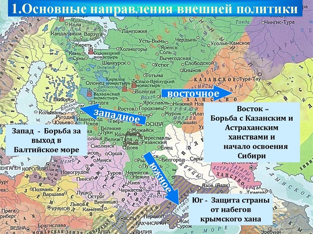 Основное направление ивана грозного. Карта направления внешней политики Ивана Грозного. Внешняя политика Ивана 4 Грозного карта. Внешняя политика Ивана Грозного карта направления. Внешняя политика Ивана 4 карта.