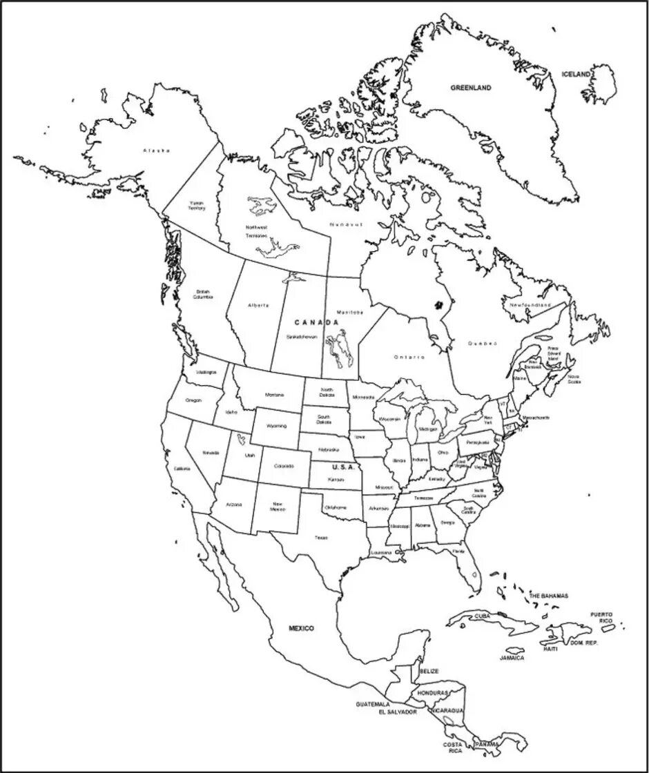 Обозначьте границы северной америки. Политическая контурная карта Северной Америки. Контурная крата Северной Америки. Политическая карта Северной Америки контурная карта. Контурная карта Северной Америки со Штатами.