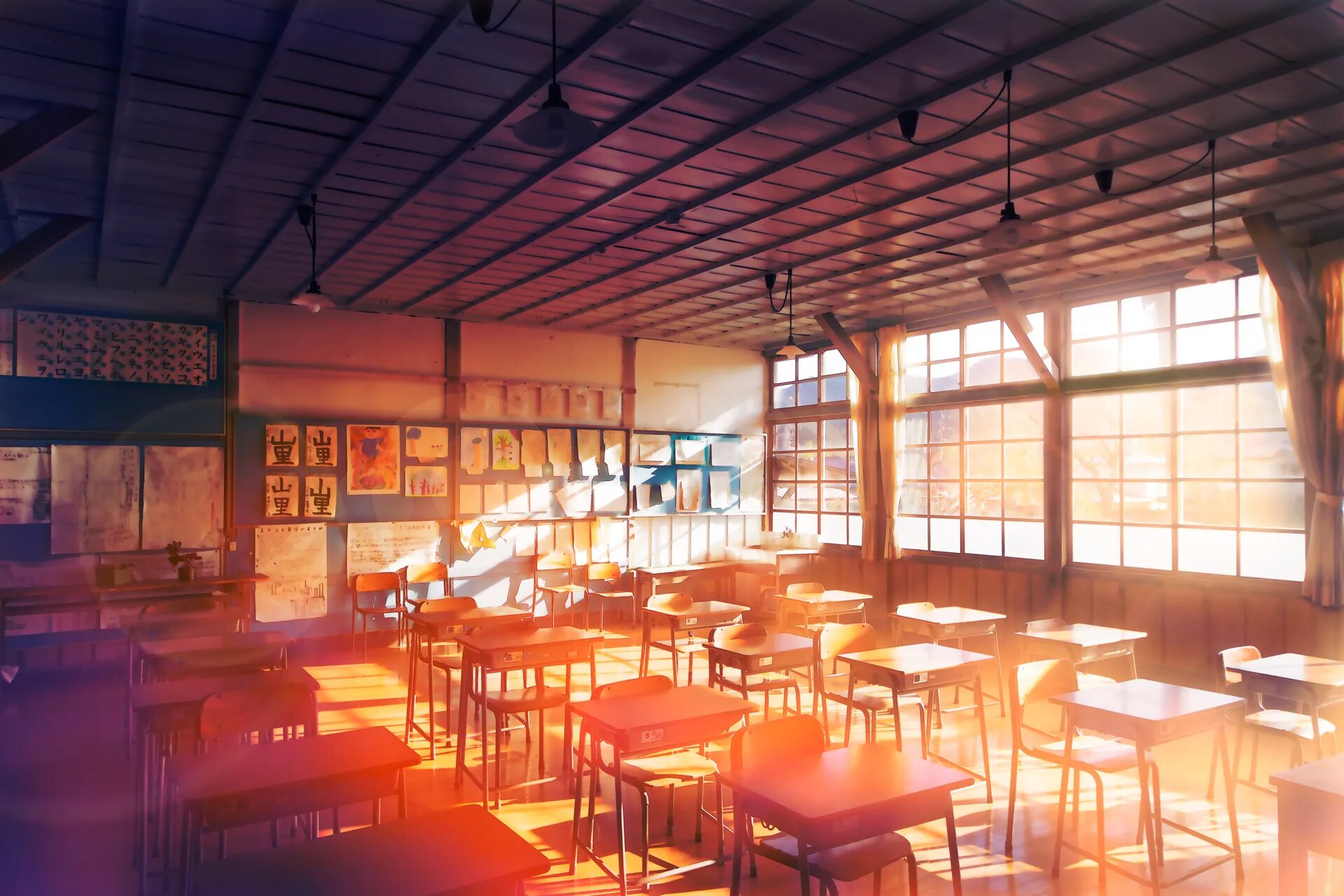 R34 classroom. Школы в Японии внутри.