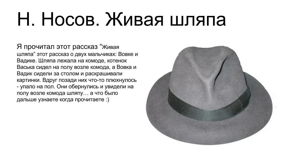 Живая шляпа. Шляпа Живая шляпа. Носов Живая шляпа. Живая шляпа Носова. Мел показал шляпу