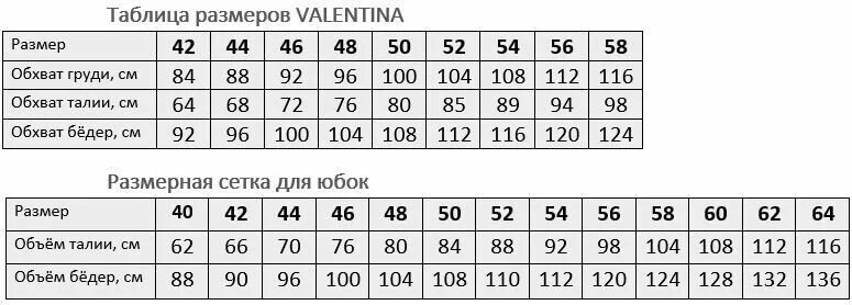 Размеры одежды таблицы юбки
