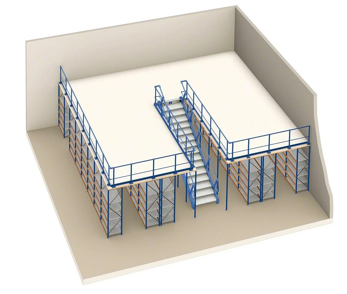 Площадь стеллажей. Мезонины складские стеллажи. Мезонин на складе чертеж высота 2м. Мезонин - многоэтажная складская система. Платформенный Мезонин 3d.