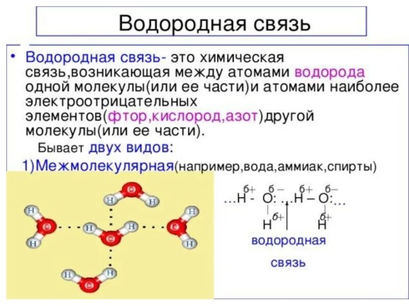 Определите тип связи водород. Водородная химическая связь примеры соединений. схема образования водородной химической связи. схемы веществ с водородной связью. водородная химическая связь это 8 кл.