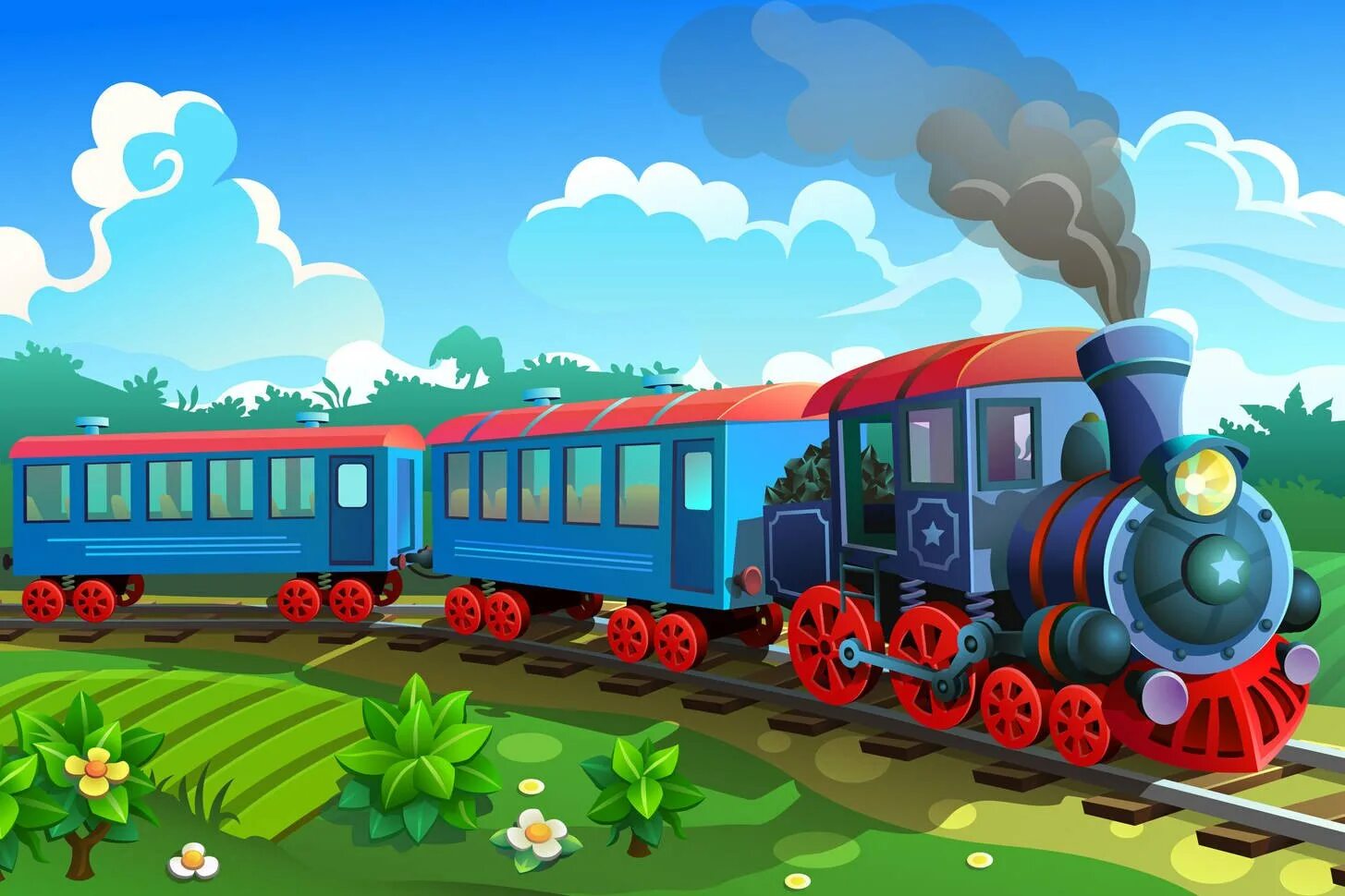 Поезда для детей. Детский электропоезд. Паровозики и поезда для детей. Мультфильм про паровозик. Железнодорожный транспорт.